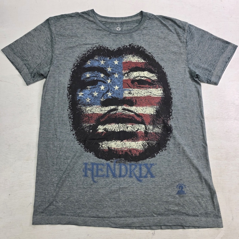 Liquid Blue Jimi Hendrix USA Flag Soft Lite‎ T-Shirt Paper Thin Men's Sz L EUC